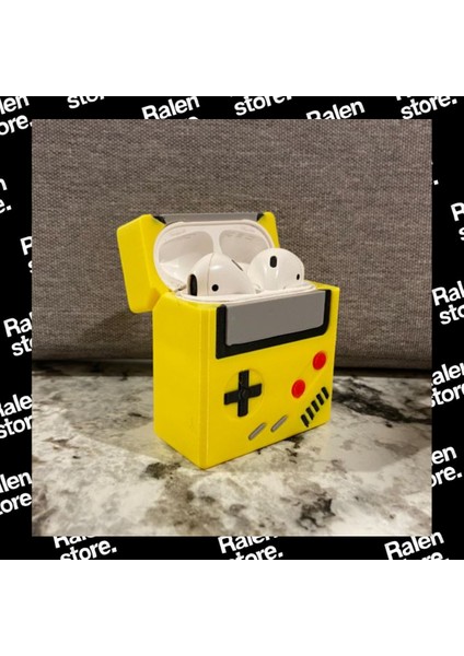 Gameboy Temalı Sarı Renk Airpods 1-2 Uyumlu Kılıf | 6cm ( Yüksek Kalite 3D Baskı Pla )