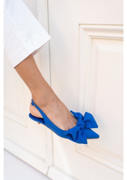 Micky Kadin Mavi Fıyonk Detay Topuklu Ayakkabi