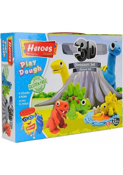 ERN-568 Heroes 3D Dinozor Oyun Hamur Seti