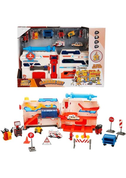 4539 Maxx Wheels Sesli ve Işıklı Garaj Seti Inşaat Garajı -Sunman