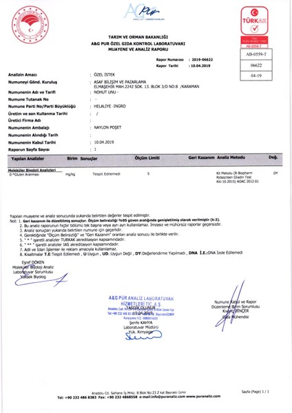 Glutensiz Nohut Unu 700 g fiyatları