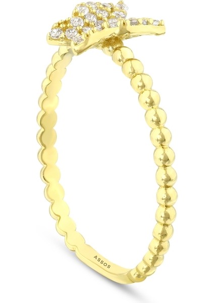 Taşlı Tasarım Altın Yüzük - 14K