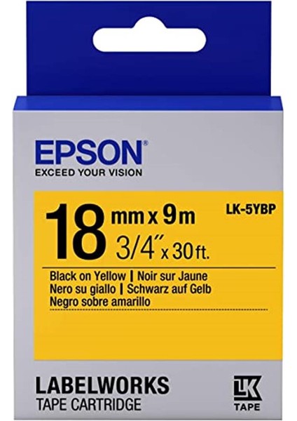 Epson Lk-5ybp Pastel Sarı Üzeri Siyah 18MM 9metre