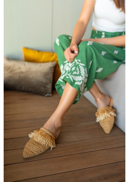 Dollya Kadin Nude Sacaklı Hasır Terlik