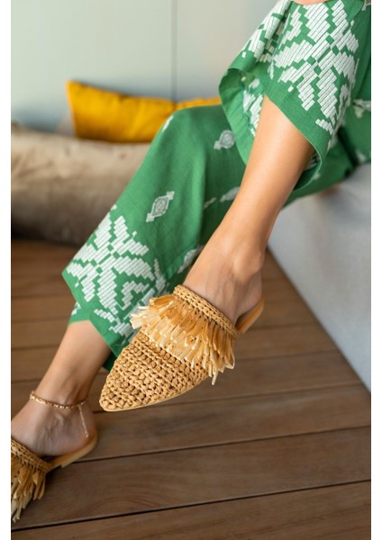 Dollya Kadin Nude Sacaklı Hasır Terlik modelleri