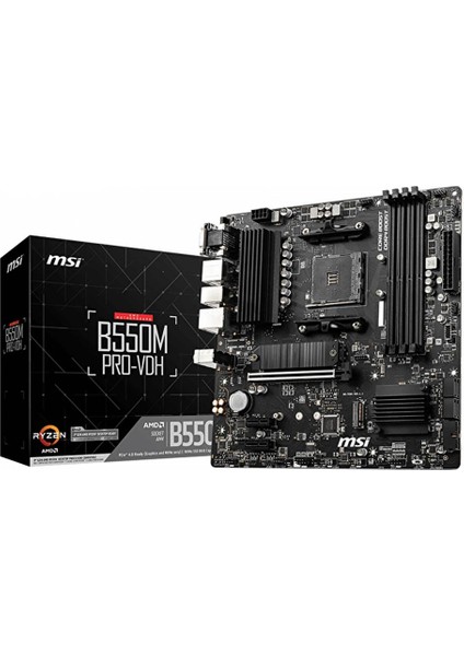 Msi B550M Pro-Vdh Am4 Ddr4 4400(OC) HDMI Dp VGA M.2 Usb3.2 Matx Anakart