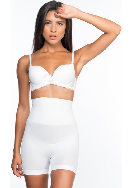 Beyaz Mı Emay 2075 Yüksek Bel Desenli Double Kısa Paça Korse