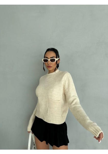 Cepli Triko Kazak Krem modelleri