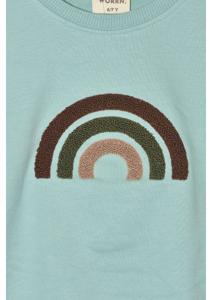 Kız Çocuk %100 Pamuk Gökkuşağı Süzeneli Sweatshirt - 1021 modelleri