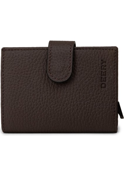 Hakiki Deri Kahverengi Mekanizmalı Dikey Erkek Cüzdanı - 00615MKHVZ01