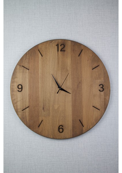 Doğal Kayın Ahşap Sessiz Duvar Saati - 40 cm Çap