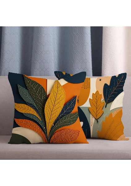 2 Li Kombin Renklii Bohemian Desen 3 Boyutlu Dijital Baskılı I Kırlent Kılıfı