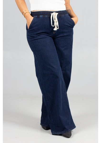 Büyük Beden Plazo Model Lacivert Kot Pantolon modelleri