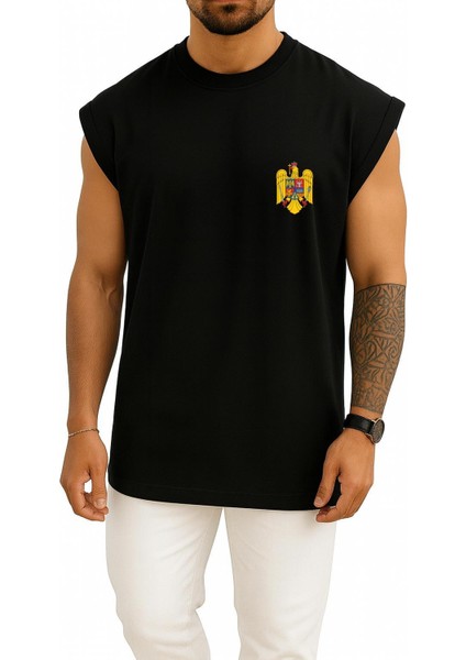 Oversize Romania Wallachia Socialist Cep ve Sırt Tasarımlı Atlet