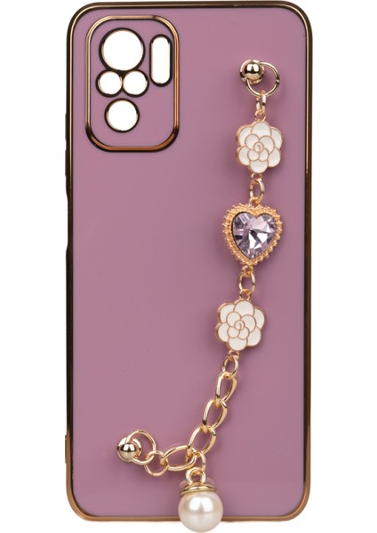 Xiaomi Poco M5S Kılıf El Tutamaçlı Kamera Korumalı Tkdw Taka Silikon Kapak-Mor