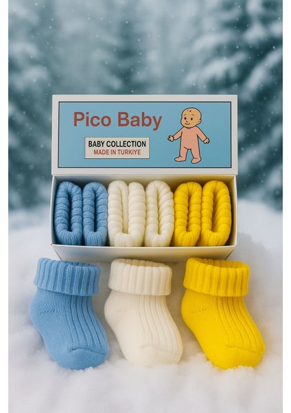 3'lü Erkek Bebek & Çocuk Yün Renkli Çorap