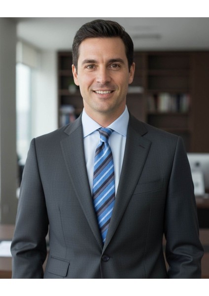 Mavi Gri Çizgili 8 cm Genişliğinde Kravat