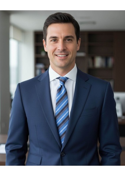 Mavi Gri Çizgili 8 cm Genişliğinde Kravat modelleri