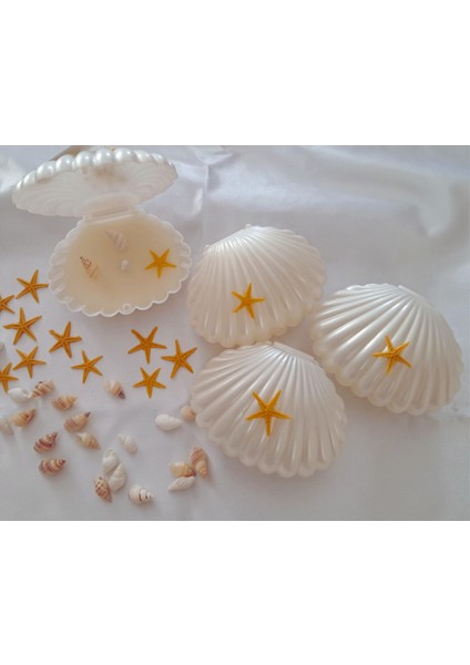 Deniz Yıldızlı Kabuklu Istiridye Mum, 10 Adet Istiridye Mum, Söz,nişan,doğum Günü Hatıra Hediyeliği modelleri