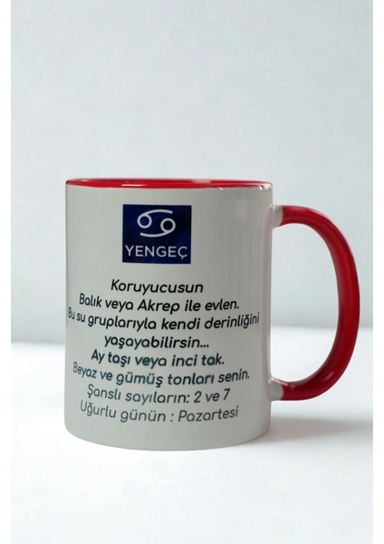Yengeç Burcu Kupa Bardak – Burç Özellikli Porselen Kupa – Astroloji Temalı Hediye – Kişiye Özel Yengeç Kupa