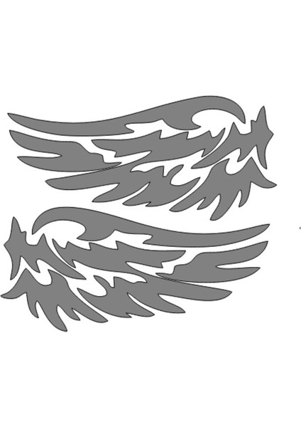 2 Adet Araba Motorsiklet Leptop Kask Kanat Sticker Reflektörlü ve Düz Renkler Gri