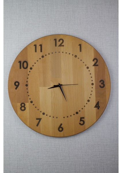 Doğal Kayın Ahşap Sessiz Duvar Saati - 40 cm Çap fiyatları