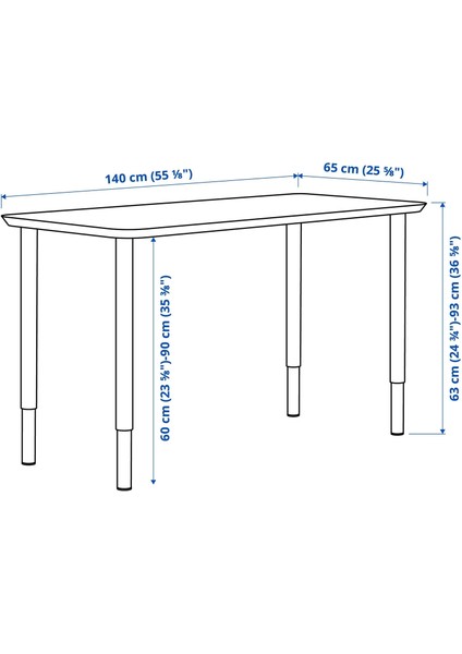 Anfallare / Olov Çalışma Masası Bambu Siyah 140 x 65 cm fiyatları