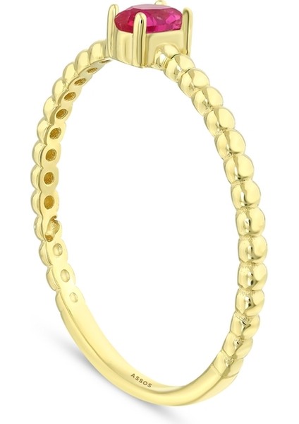 Renkli Taşlı Altın Yüzük - 14K