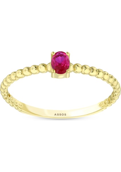 Renkli Taşlı Altın Yüzük - 14K