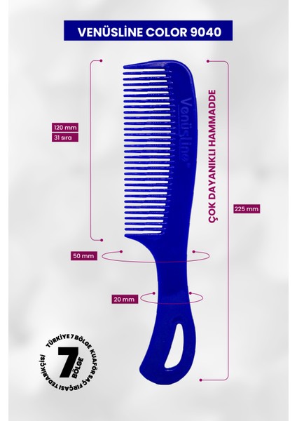 9040 Saç Açma Tarağı – Mavi Renk Seçenekli Profesyonel Tarak modelleri