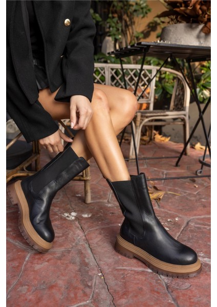 Robert Kadın Siyah Gercek Deri Bot modelleri