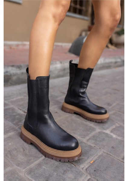 Robert Kadın Siyah Gercek Deri Bot