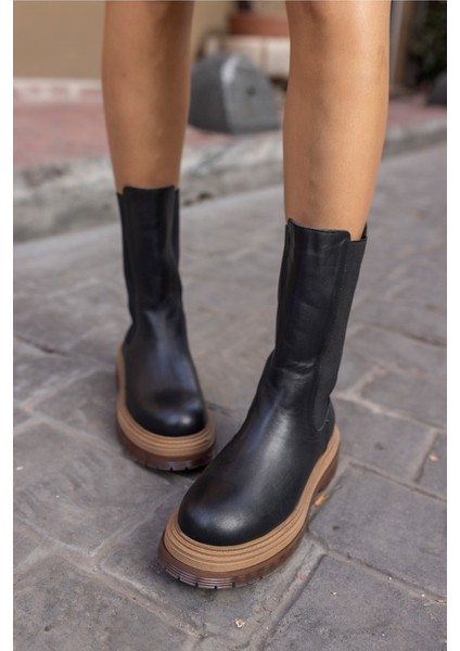 Robert Kadın Siyah Gercek Deri Bot
