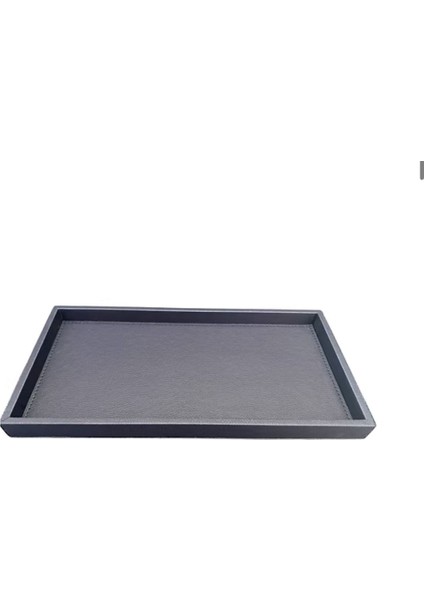 Dikdörtgen Lacivert Deri Tepsi