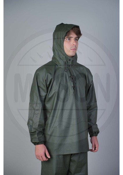 Su Geçirmez Yağmurluk Takımı – Haki | Outdoor Ceket + Pantolon | Rüzgar ve Yağmur Geçirmez | Hafif, Dayanıklı, Lastikli Bel | Trekking, Kamp, Balıkçılık Için Ideal