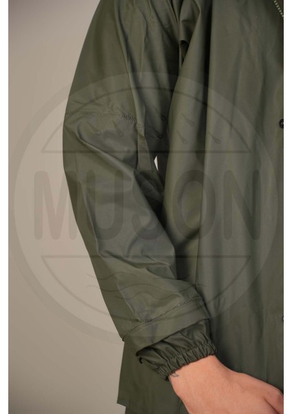 Su Geçirmez Yağmurluk Takımı – Haki | Outdoor Ceket + Pantolon | Rüzgar ve Yağmur Geçirmez | Hafif, Dayanıklı, Lastikli Bel | Trekking, Kamp, Balıkçılık Için Ideal