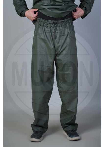 Su Geçirmez Yağmurluk Takımı – Haki | Outdoor Ceket + Pantolon | Rüzgar ve Yağmur Geçirmez | Hafif, Dayanıklı, Lastikli Bel | Trekking, Kamp, Balıkçılık Için Ideal