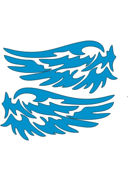 2 Adet Araba Motorsiklet Leptop Kask Kanat Sticker Reflektörlü ve Düz Renkler Açık Mavi