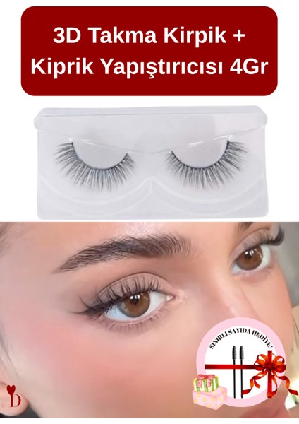 Doğal Ipek Takma Kirpik 1 Çift 3d/ Kaş-Kirpik Fırçası Hediyeli(Sınırlı Sayıda)