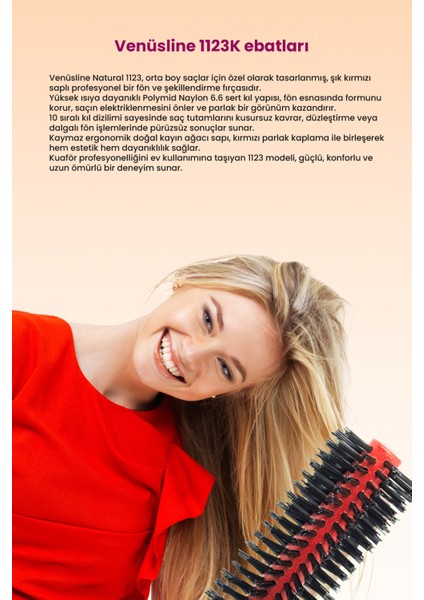 Natural 1123 Kırmızı Saplı Fön Fırçası – Orta Boy Saçlar Için Düz ve Dalgalı Fön Fırçası fiyatları