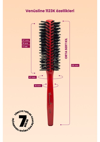 Natural 1123 Kırmızı Saplı Fön Fırçası – Orta Boy Saçlar Için Düz ve Dalgalı Fön Fırçası modelleri