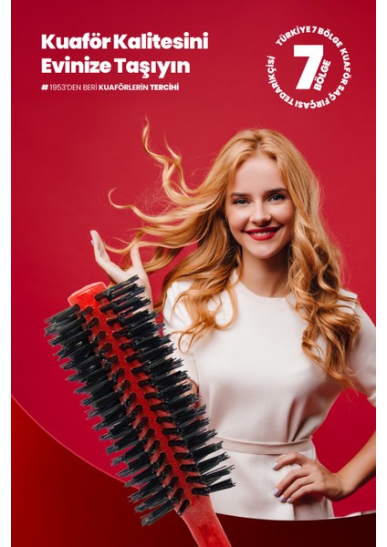 Natural 1123 Kırmızı Saplı Fön Fırçası – Orta Boy Saçlar Için Düz ve Dalgalı Fön Fırçası fırsatları