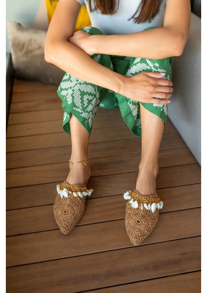 Tyler Kadin Bej Denız Kabuklu Hasır Terlik fiyatları