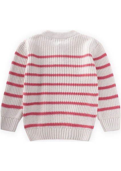 Çizgili Triko Kazak 2-8 Yaş Ekru-Somon Çizgili fiyatları