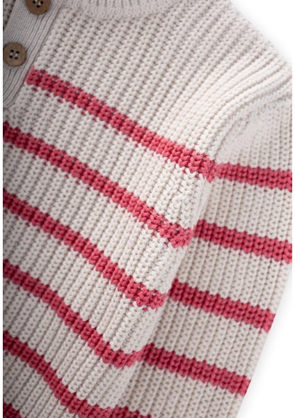 Çizgili Triko Kazak 2-8 Yaş Ekru-Somon Çizgili modelleri