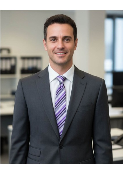 Lila Çizgili 8 cm Genişliğinde Klasik Kravat