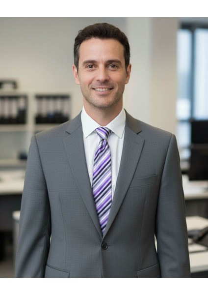 Lila Çizgili 8 cm Genişliğinde Klasik Kravat fırsatları