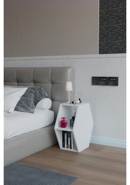 Altıgen Komodin, Modern Yatak Odası Başucu Sehpası, Dekoratif Kitaplık,raflı Komodin indirimleri