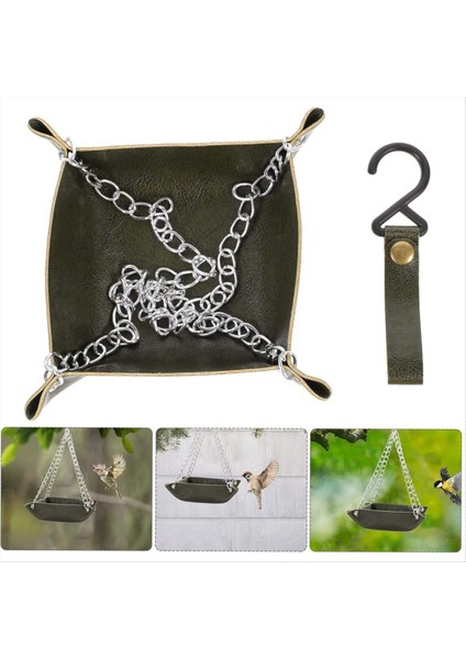 Kuş besleyici tepsisi asılı kuş su tepsisi bahçe kuş besleyici açık veranda asılı kuş besleyici yeşil (Yurt Dışından)