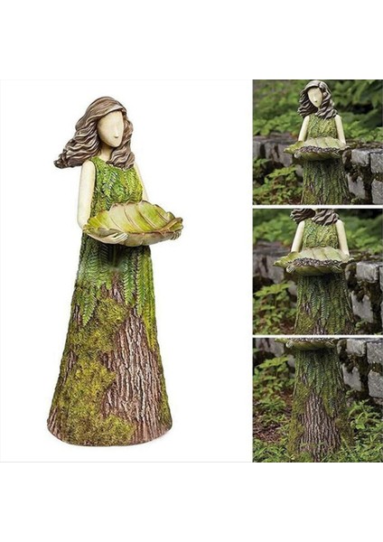 Peri masalı kız kuş besleyici bahçe heykel süsü reçine el sanatları açık bahçe heykeli (Yurt Dışından)